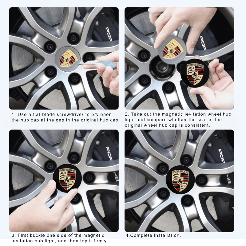 Porsche-Compatible Magnetic Suspension Hub Caps & LED Suspension Luminous Wheel Hub Lights