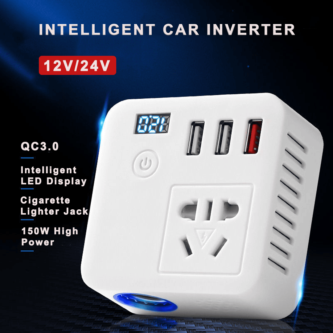 Multifunctional Car Inverter 150W High Power Sine Wave Inverter 3.0 Fast Charging Socket