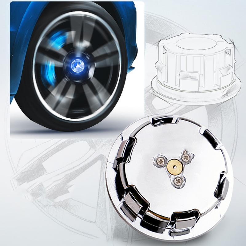 Mercedes-Benz-Compatible Magnetic Suspension Hub Caps & LED Suspension Luminous Wheel Hub Lights