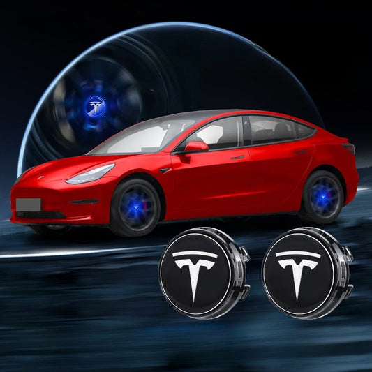 Tesla-Compatible Magnetic Suspension Hub Caps & LED Suspension Luminous Wheel Hub Lights