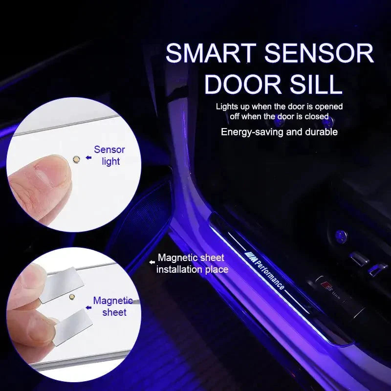 Audi-Compatible Smart LED Color Car Door Sill Protector