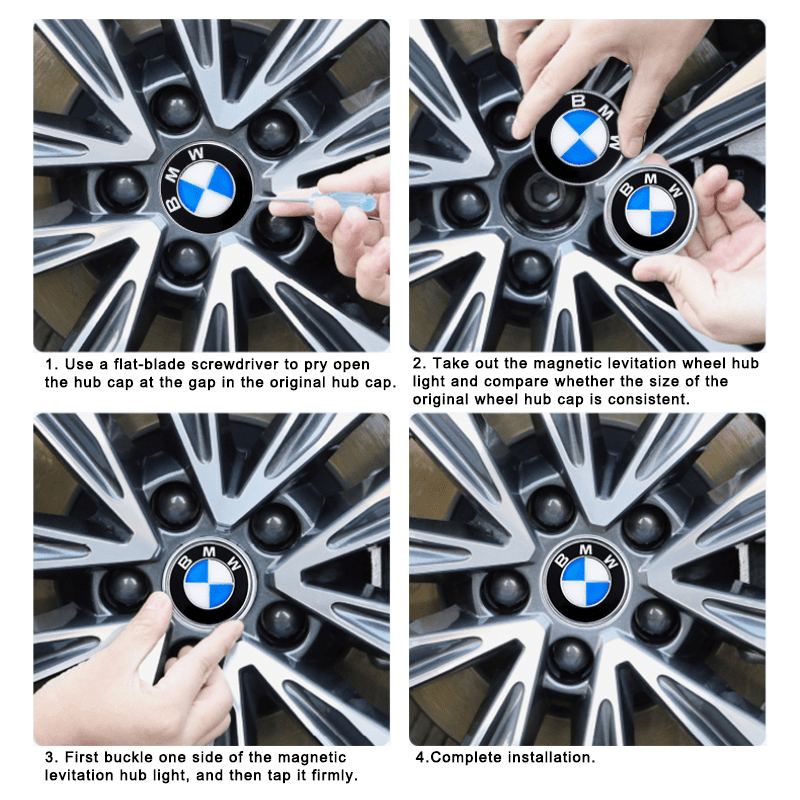 BMW-Compatible Magnetic Suspension Hub Caps & LED Suspension Luminous Wheel Hub Lights